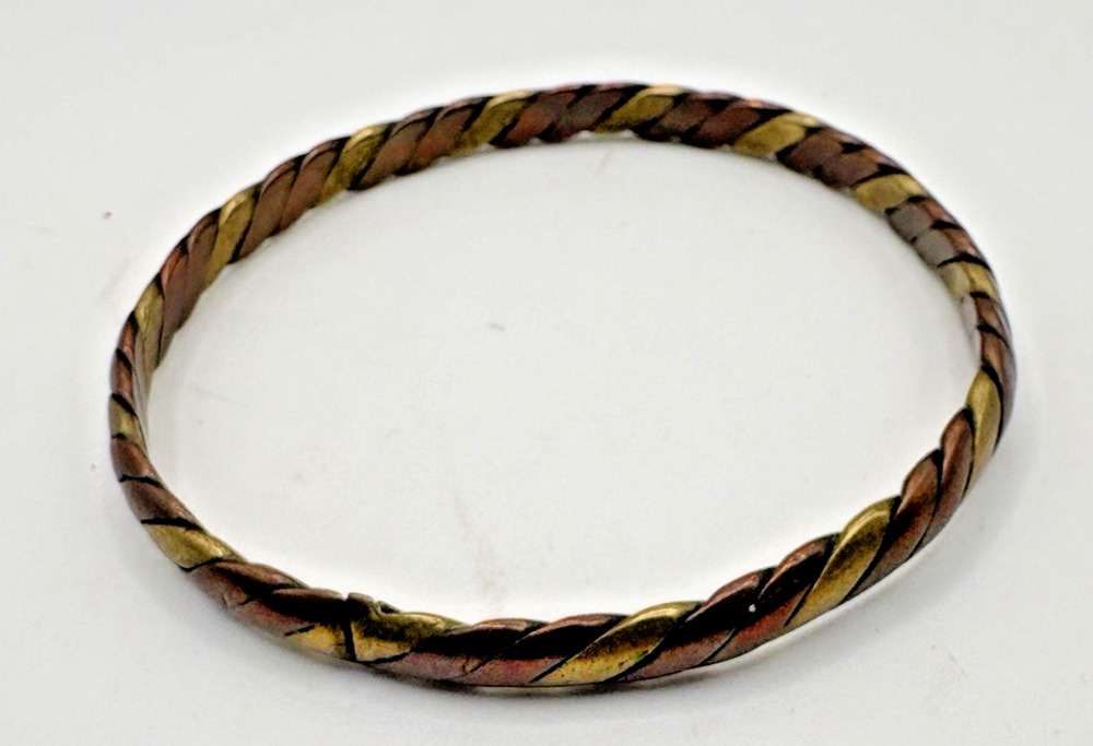 Vintage Copper Brass twisted Rope Bangle Bracelet Stackable Bohemian artisan